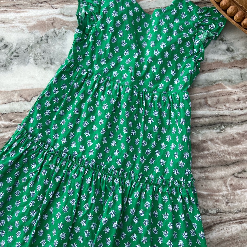 Crewcuts Green and White Floral Kids Dress